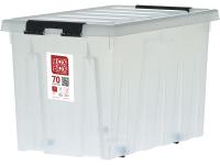 Ящик 580х390х365 с крышкой на роликах, 70 л. прозрачный, код: 24840