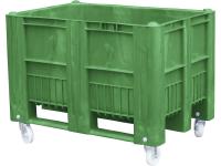 Контейнер 1200х800х900 сплошной, на колёсах, арт. C-Box 1208 SW (900) на колесах зеленый, код: 21764