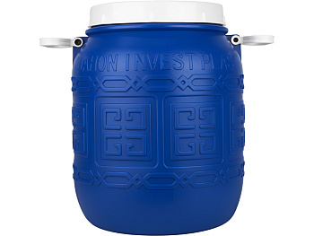 Бочка п/э 30л. круглая, с винтовой белой крышкой, без вкладыша, с белыми ручками, код: 38435