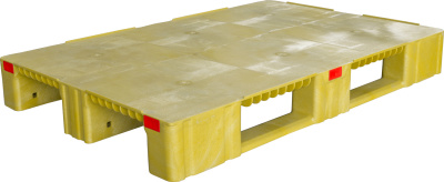 Паллет 1200х800х150 мм (усиленный сплошной на 3-х полозьях) желтый, арт. TR 1208-1-1 , код: 13244