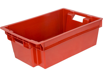 Ящик сплошной 600×400×200 мм, объем 36 л., красный, код: 28434