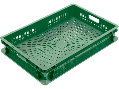 Ящик перфорированный 600×400×100, арт.: 6410-02, объём 20, зелёный, код: 23651