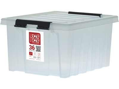 Ящик сплошной 500×390×250 мм, объем 36 л., арт.: Rox Box 36, прозрачный, код: 18706