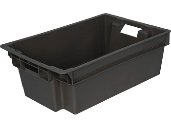 Ящик сплошной 600×400×200 мм, объем 36 л., чёрный, код: 28436
