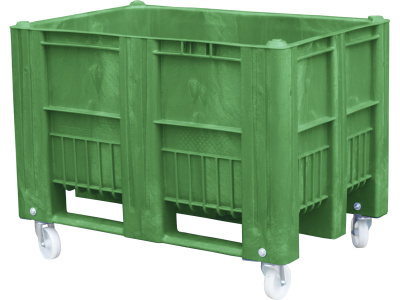 Контейнер 1200х800х900 сплошной, на колёсах, арт. C-Box 1208 SW (900) на колесах зеленый, код: 21764