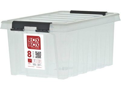 Ящик сплошной 335×220×155 мм, объем 8 л., арт.: Rox Box 8, прозрачный, код: 18696