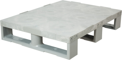 Паллет 800x600х150 сплошной, на 3-х полозьях, арт. TR 680 серый, код: 07878